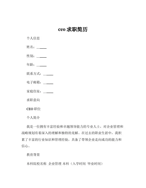 ceo求职简历