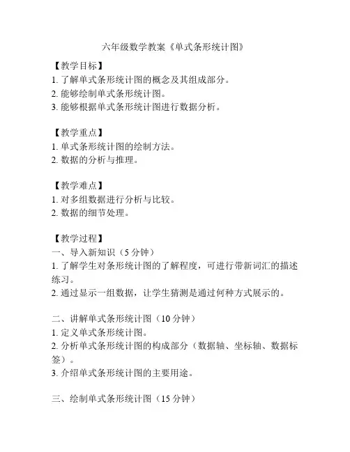 六年级数学教案《单式条形统计图》