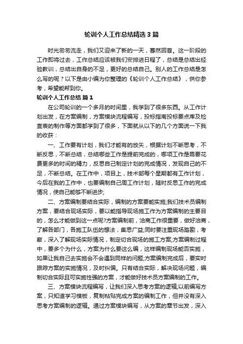 轮训个人工作总结精选3篇