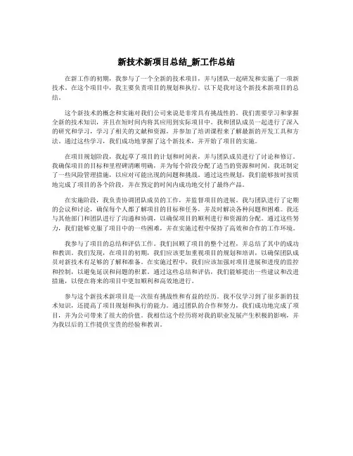 新技术新项目总结_新工作总结