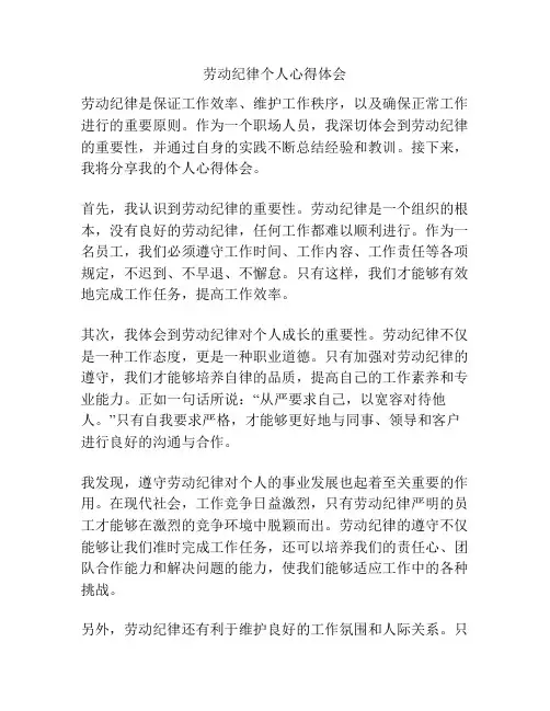 劳动纪律个人心得体会