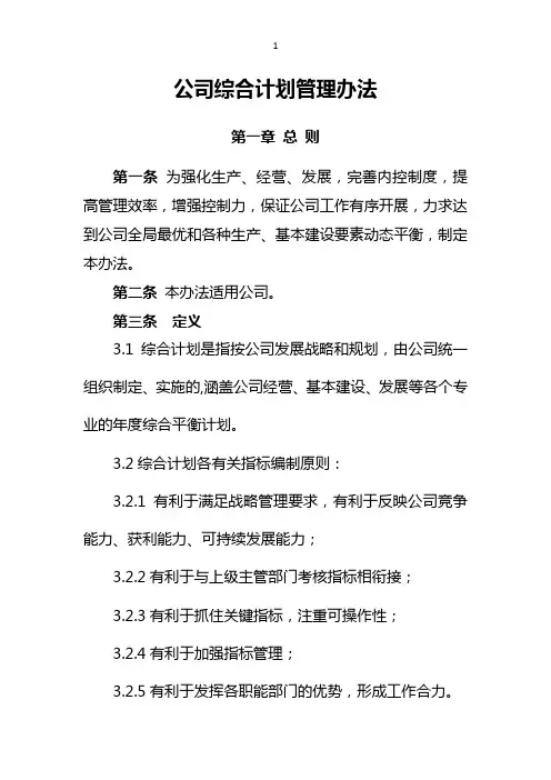 公司综合计划管理办法