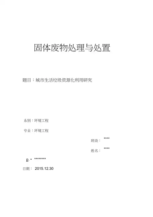 固体废弃物处理与处置论文
