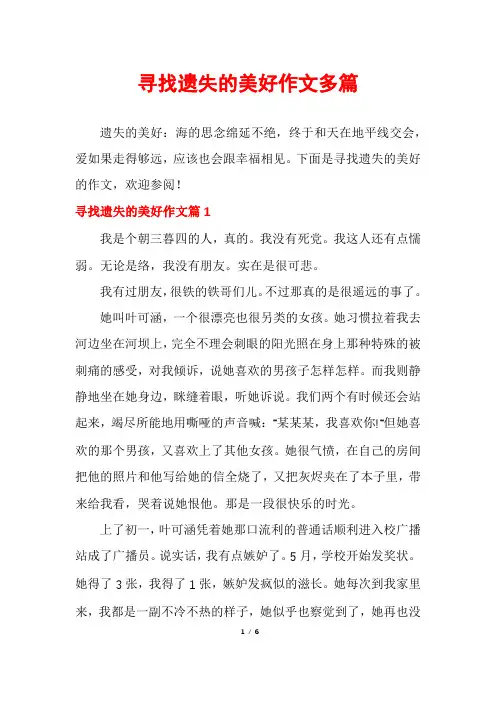寻找遗失的美好作文多篇