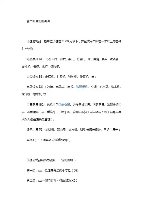 资产编号规则说明