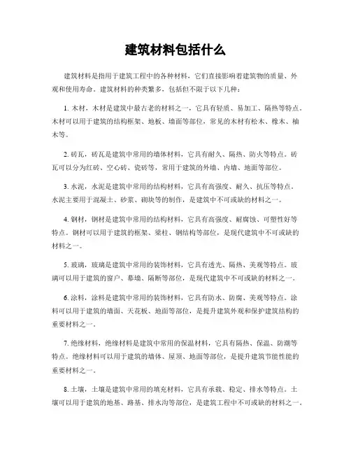 建筑材料包括什么