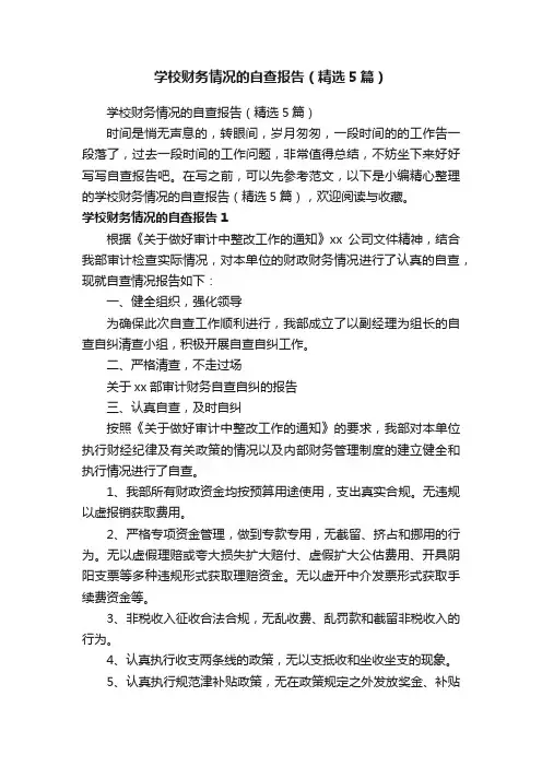 学校财务情况的自查报告（精选5篇）