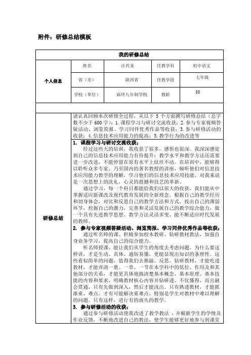 国培信息技术运用第二次作业我的研修总结