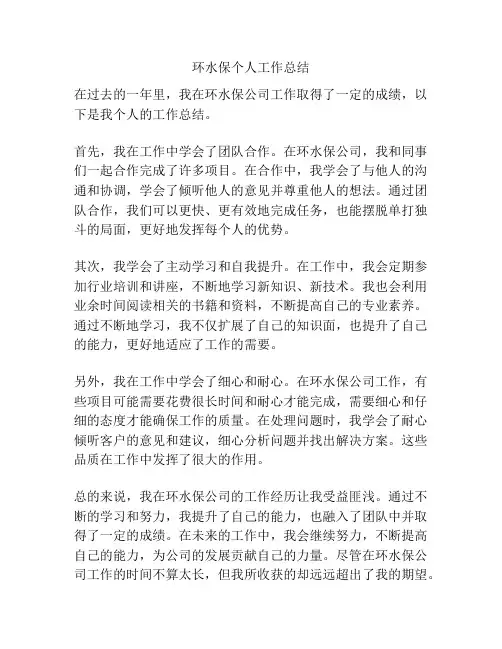 环水保个人工作总结