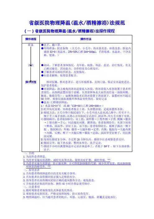 省级医院物理降温温水酒精擦浴法规范