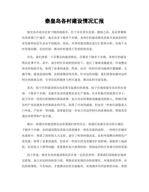 秦皇岛各村建设情况汇报