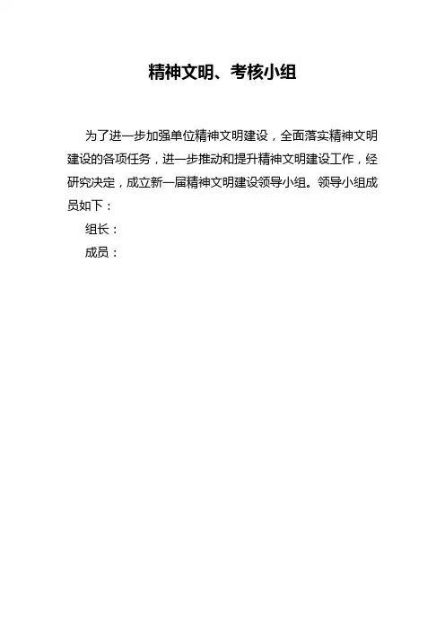 精神文明建设领导小组及工作制度