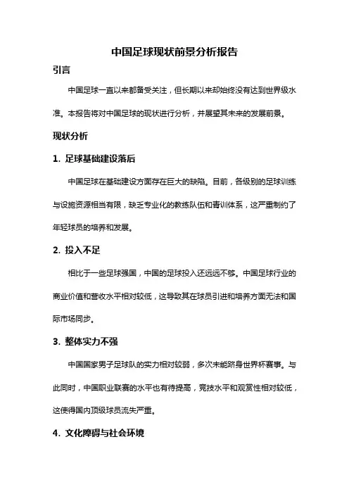 中国足球现状前景分析报告