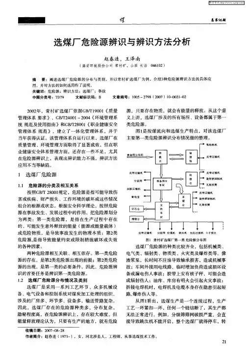 选煤厂危险源辨识与辨识方法分析