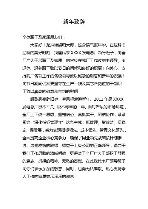 2013年最新新年致辞