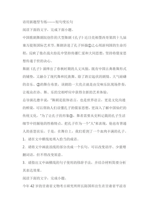 2024届高考语用新题型专练------短句变长句(含答案)