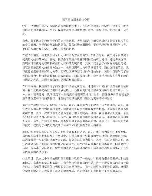 视听语言期末总结心得