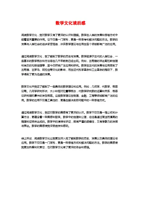 数学文化读后感
