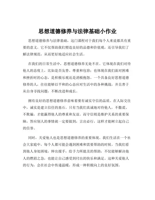 思想道德修养与法律基础小作业