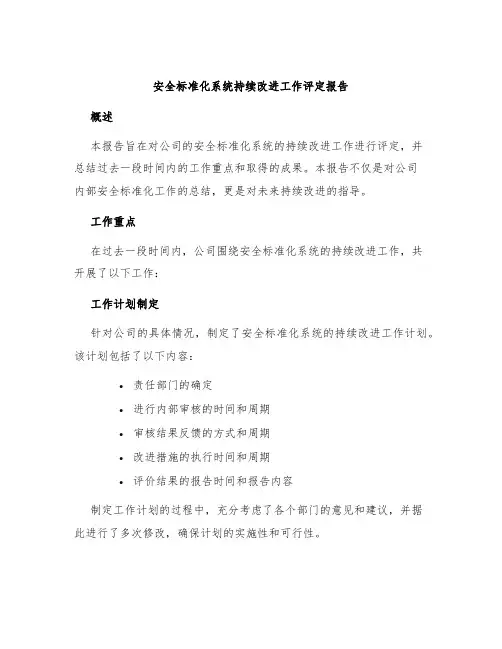 安全标准化系统持续改进工作评定报告