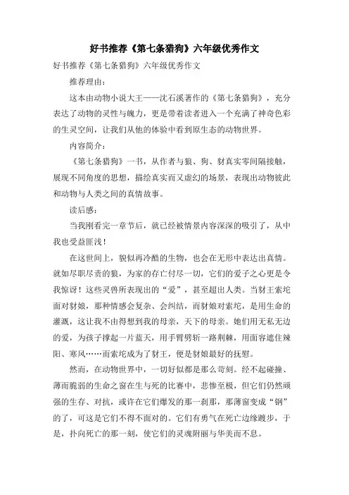 好书推荐《第七条猎狗》六年级优秀作文