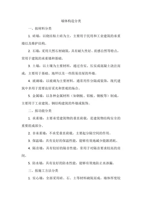 墙体构造分类