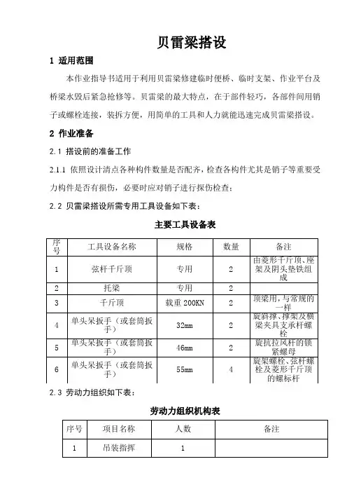 贝雷梁作业规范