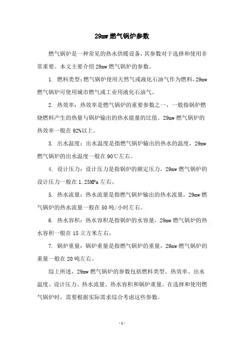 29mw燃气锅炉参数