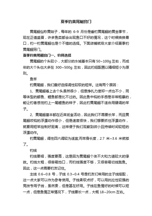 夏季钓黄尾鲴窍门