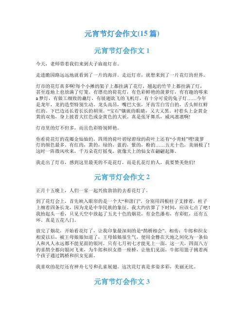 元宵节灯会作文(15篇)