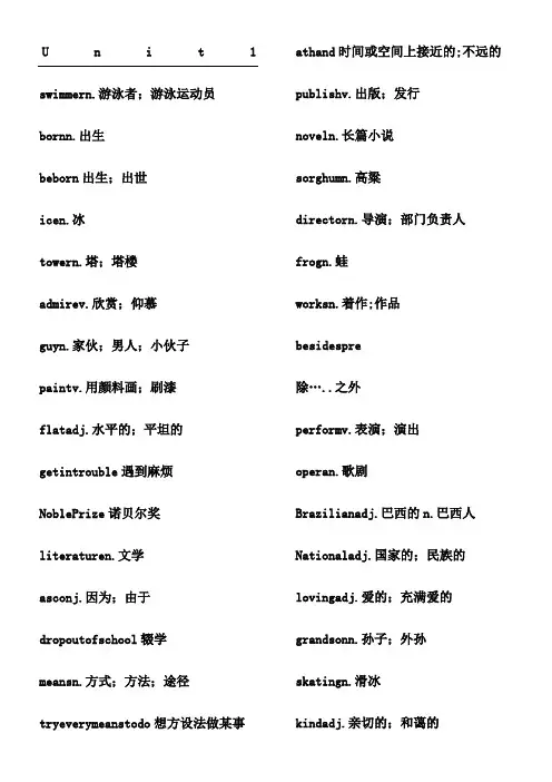 鲁教版八年级下英语单词表