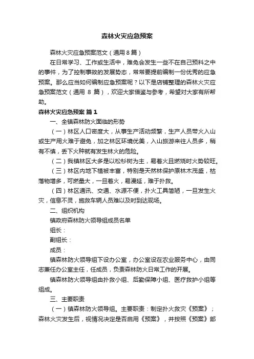 森林火灾应急预案