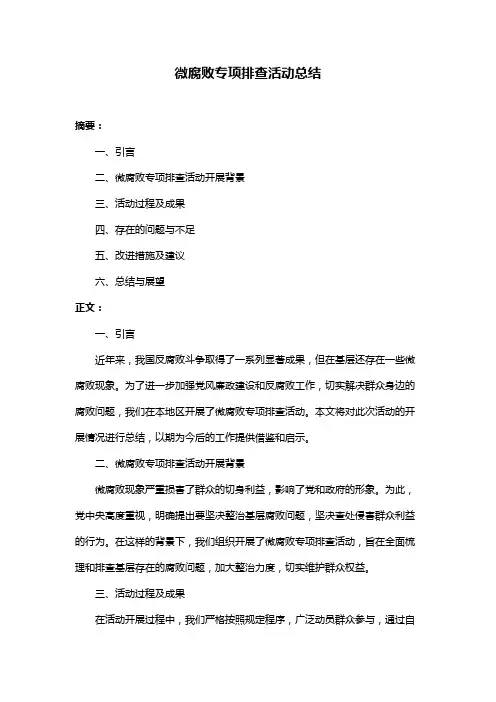 微腐败专项排查活动总结