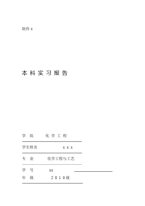 四川大学本科川化实习报告
