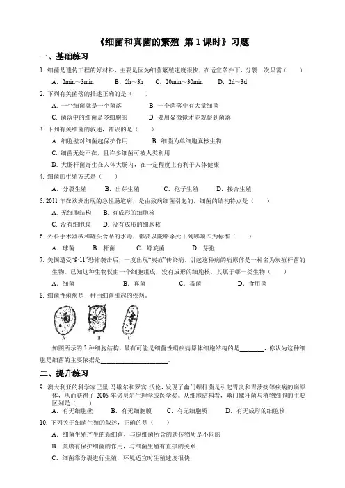 细菌和真菌的繁殖（习题）
