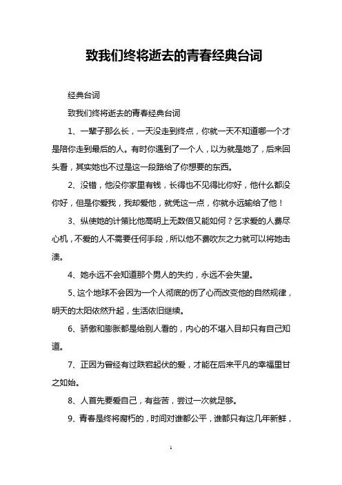 致我们终将逝去的青春经典台词
