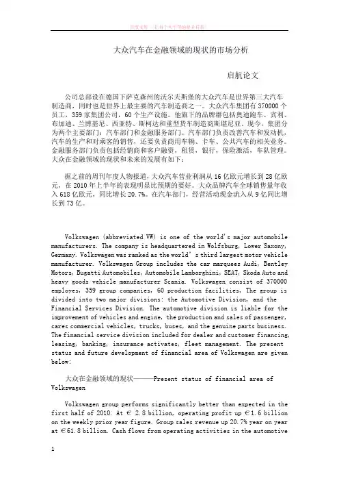 大众汽车在金融领域的现状的市场分析 (1)