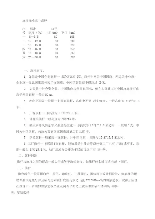 国旗旗杆标准高度规格