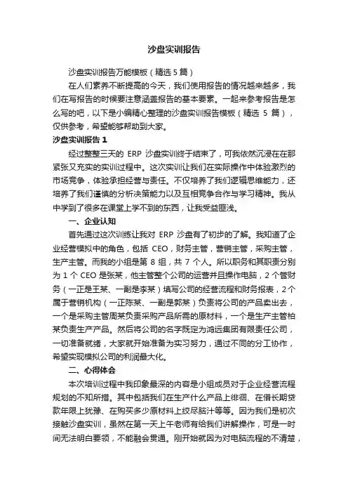 沙盘实训报告