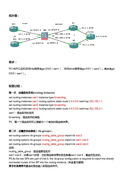 Juniper SRX防火墙双链路配置实例一