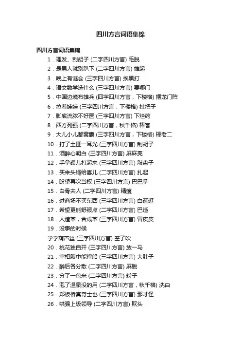 四川方言词语集锦