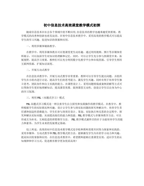 初中信息技术高效课堂教学模式初探