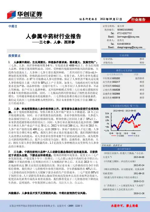 人参、三七及西洋参报告