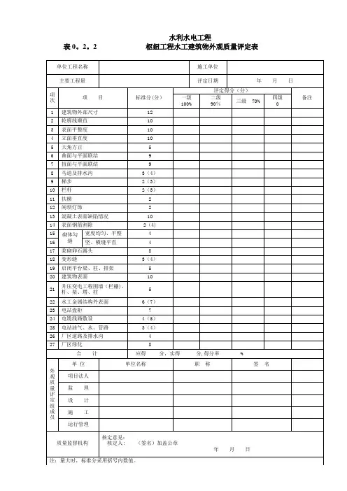 水利水电工程施工质量验收评定表及填表说明(04)