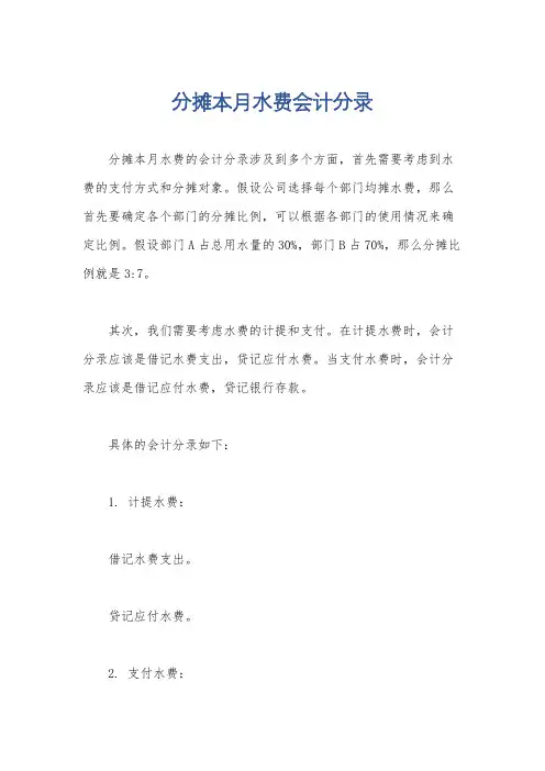分摊本月水费会计分录