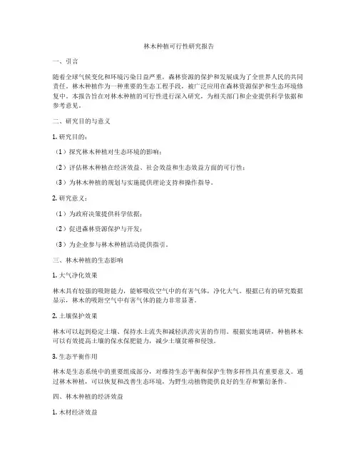 林木种植可行性研究报告