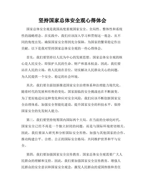 坚持国家总体安全观心得体会