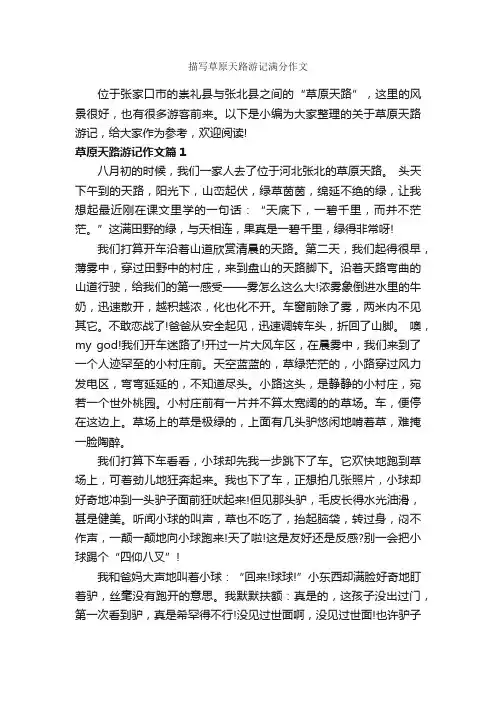 描写草原天路游记满分作文_作文700字_游记作文_