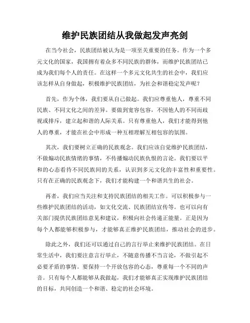 维护民族团结从我做起发声亮剑