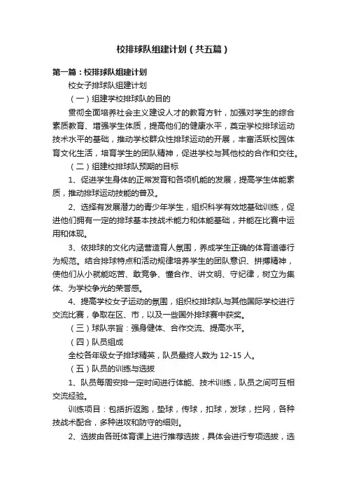 校排球队组建计划（共五篇）